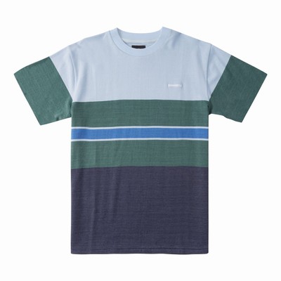 DC Rally Stripe Men's Blue/Green T-Shirt Australia Online THA-073